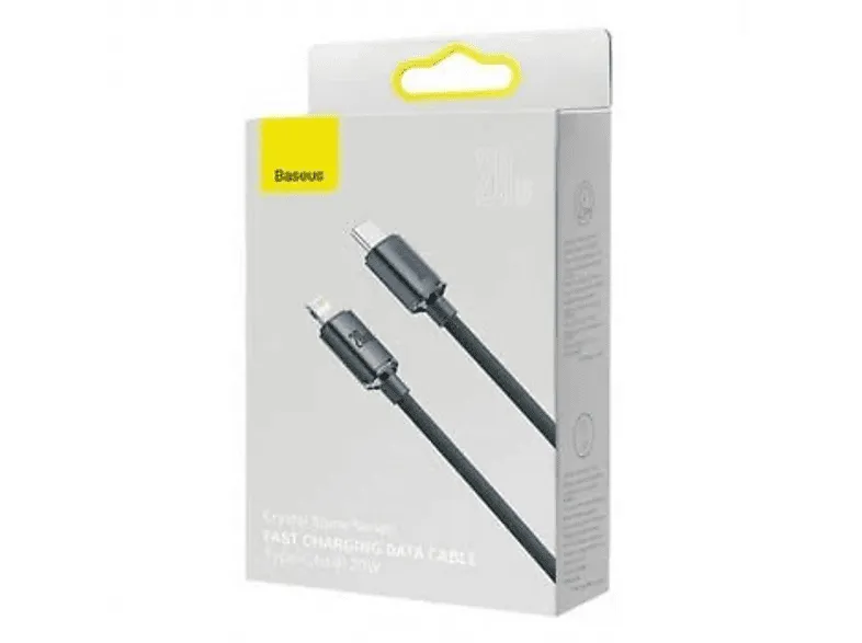 Cable USB-C a Lightning - Baseus Crystal Shine, Para Apple, 2m, Lightning y USB-C, 20W, 480 Mbps, Negro