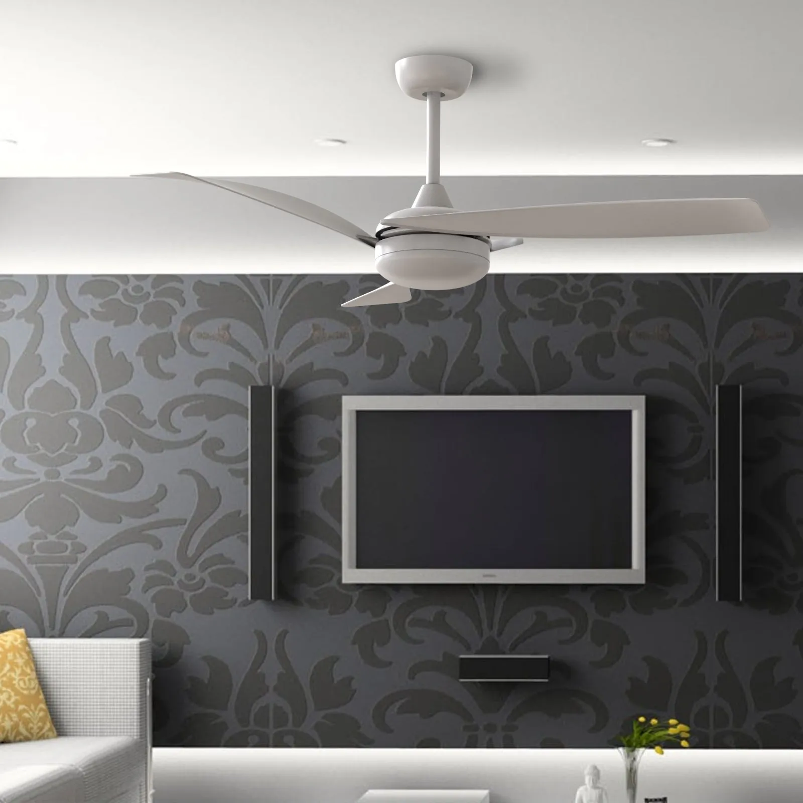 CAIRNS 132cm / 52 inch 3 Blade DC Modern Ceiling Fan LED Light kit 24W 4000K White