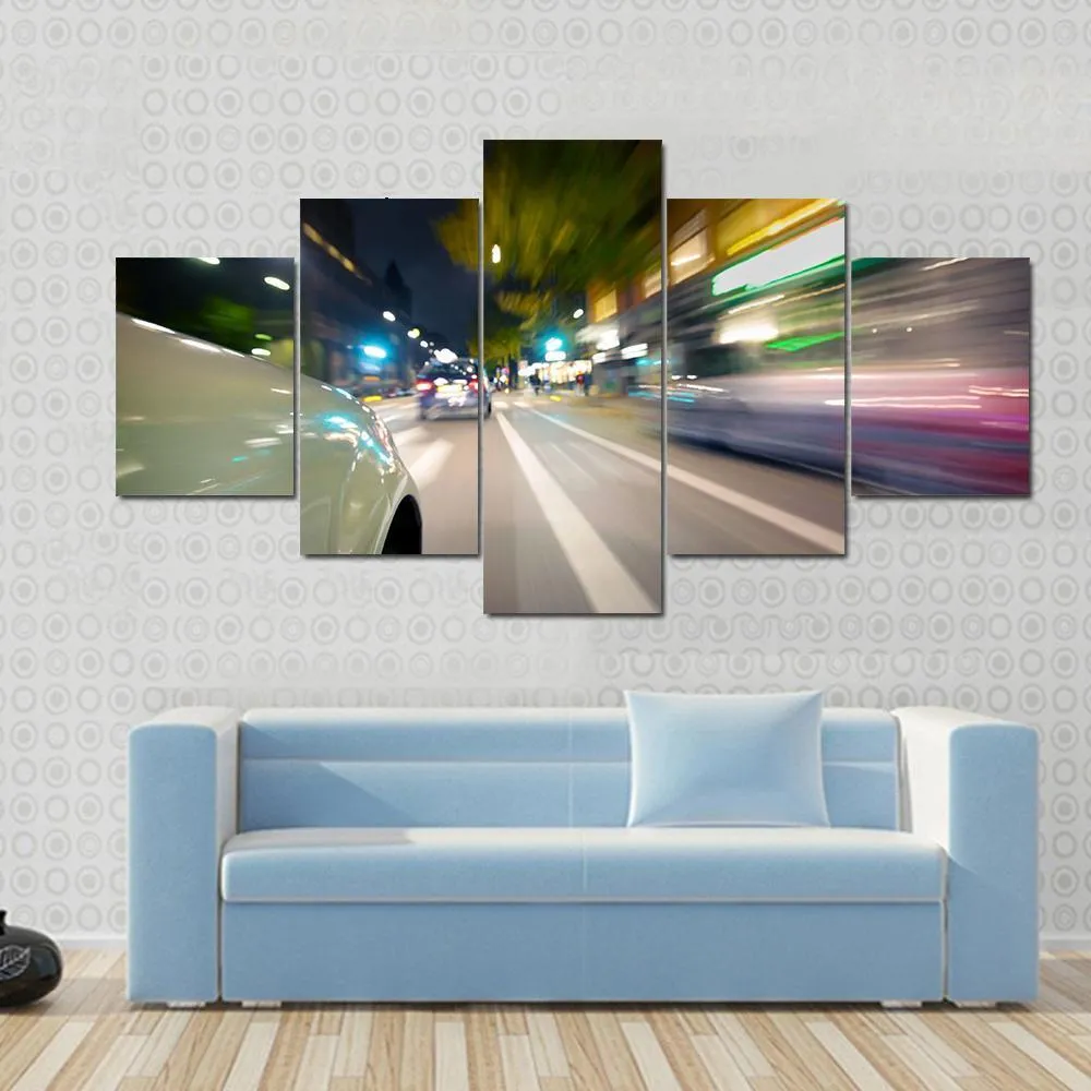 Car In Motion Blur Canvas Wall Art