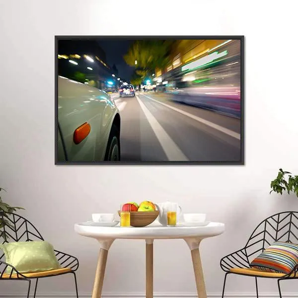 Car In Motion Blur Canvas Wall Art