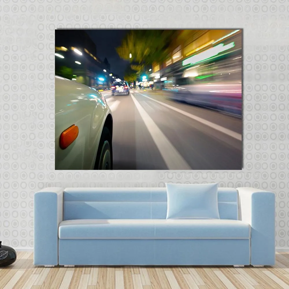Car In Motion Blur Canvas Wall Art