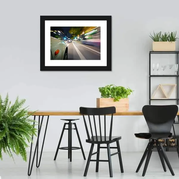 Car In Motion Blur Canvas Wall Art