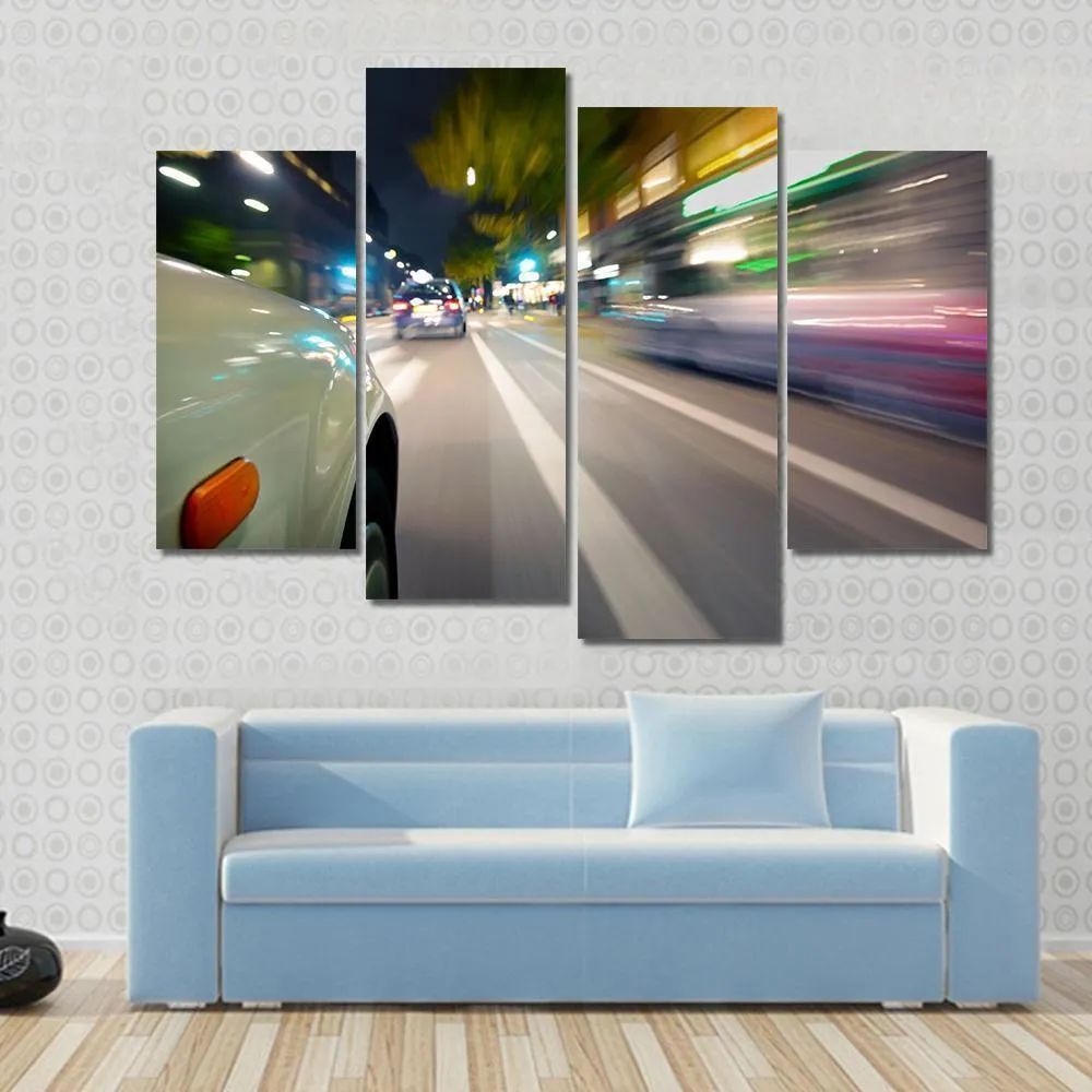 Car In Motion Blur Canvas Wall Art