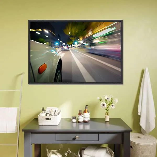 Car In Motion Blur Canvas Wall Art
