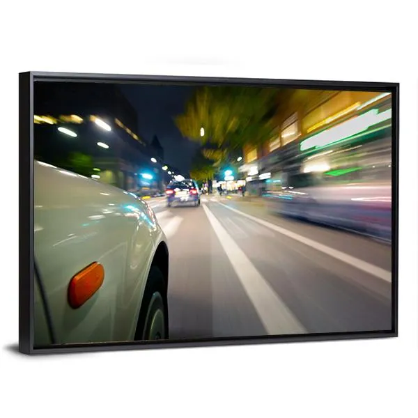 Car In Motion Blur Canvas Wall Art