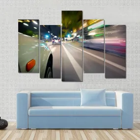 Car In Motion Blur Canvas Wall Art