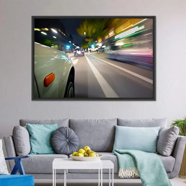 Car In Motion Blur Canvas Wall Art