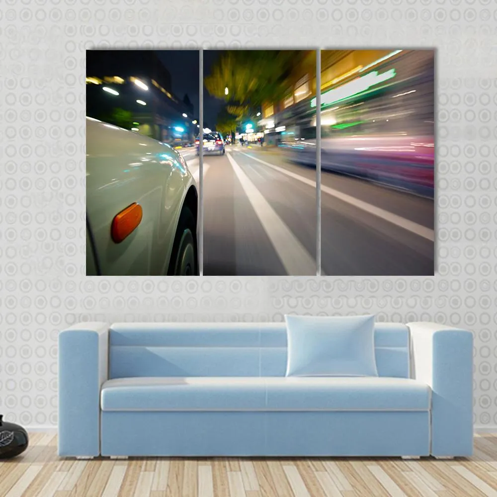 Car In Motion Blur Canvas Wall Art