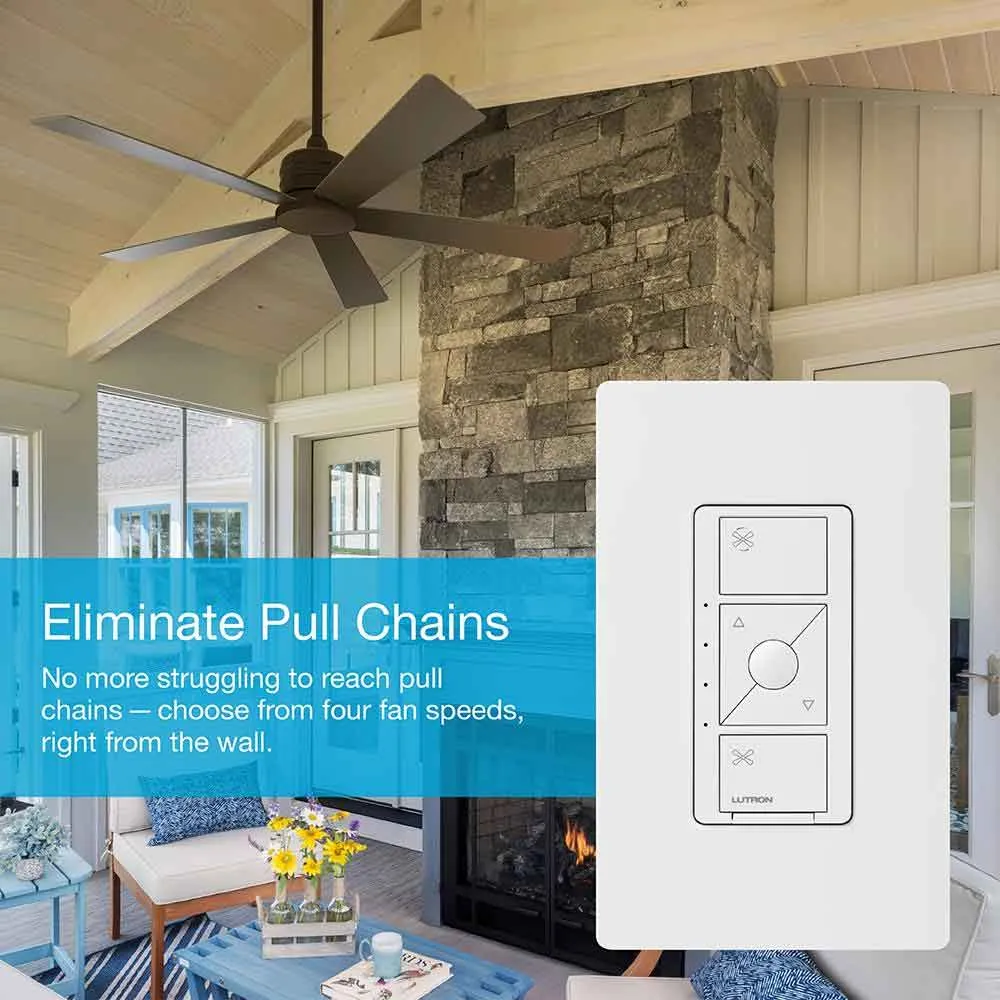 Caseta Wireless Smart Ceiling Fan Switch Single Pole Black
