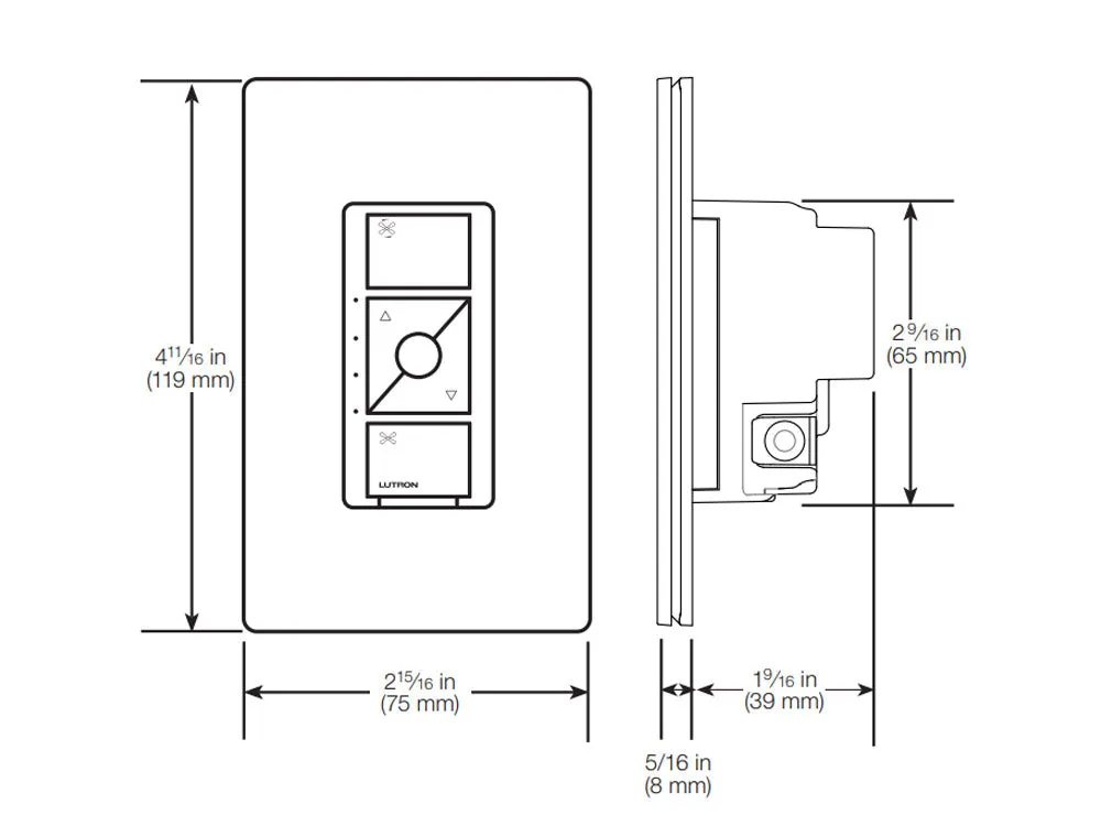 Caseta Wireless Smart Ceiling Fan Switch Single Pole White