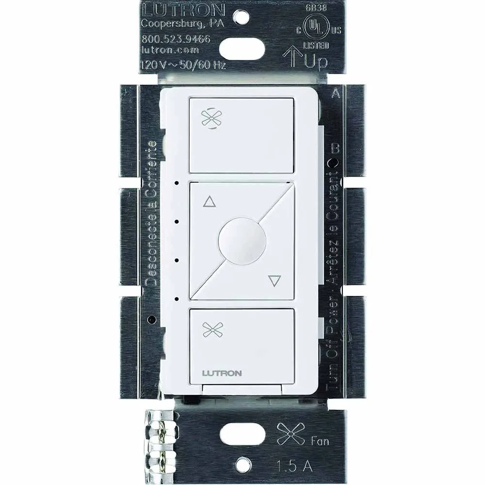 Caseta Wireless Smart Ceiling Fan Switch Single Pole White