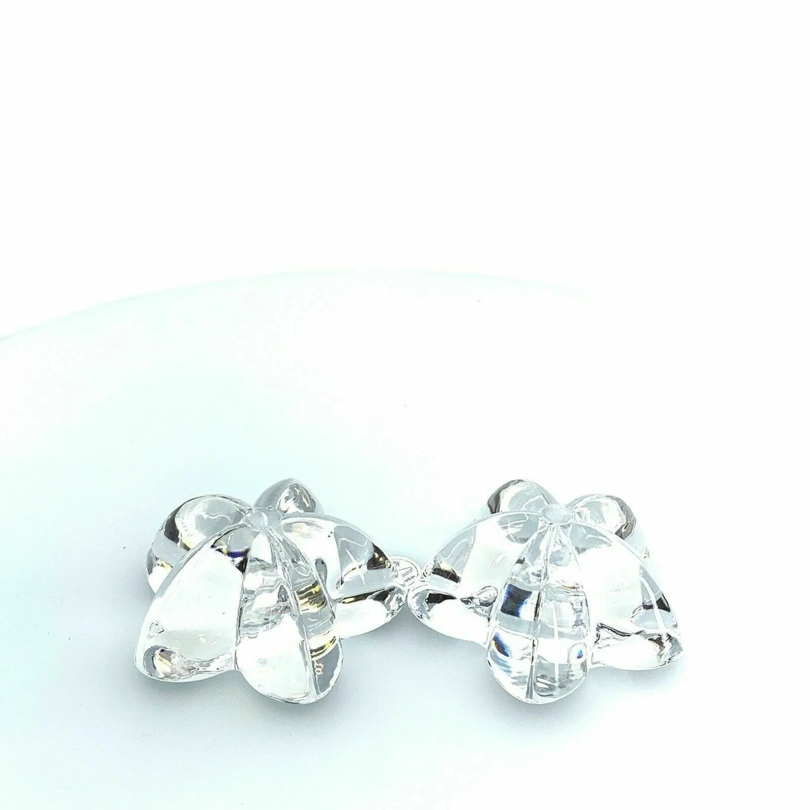 Charming Unbranded Heavy Lead Glass Star/Flower Shaped Taper Candlestick Holders (Set of 2)