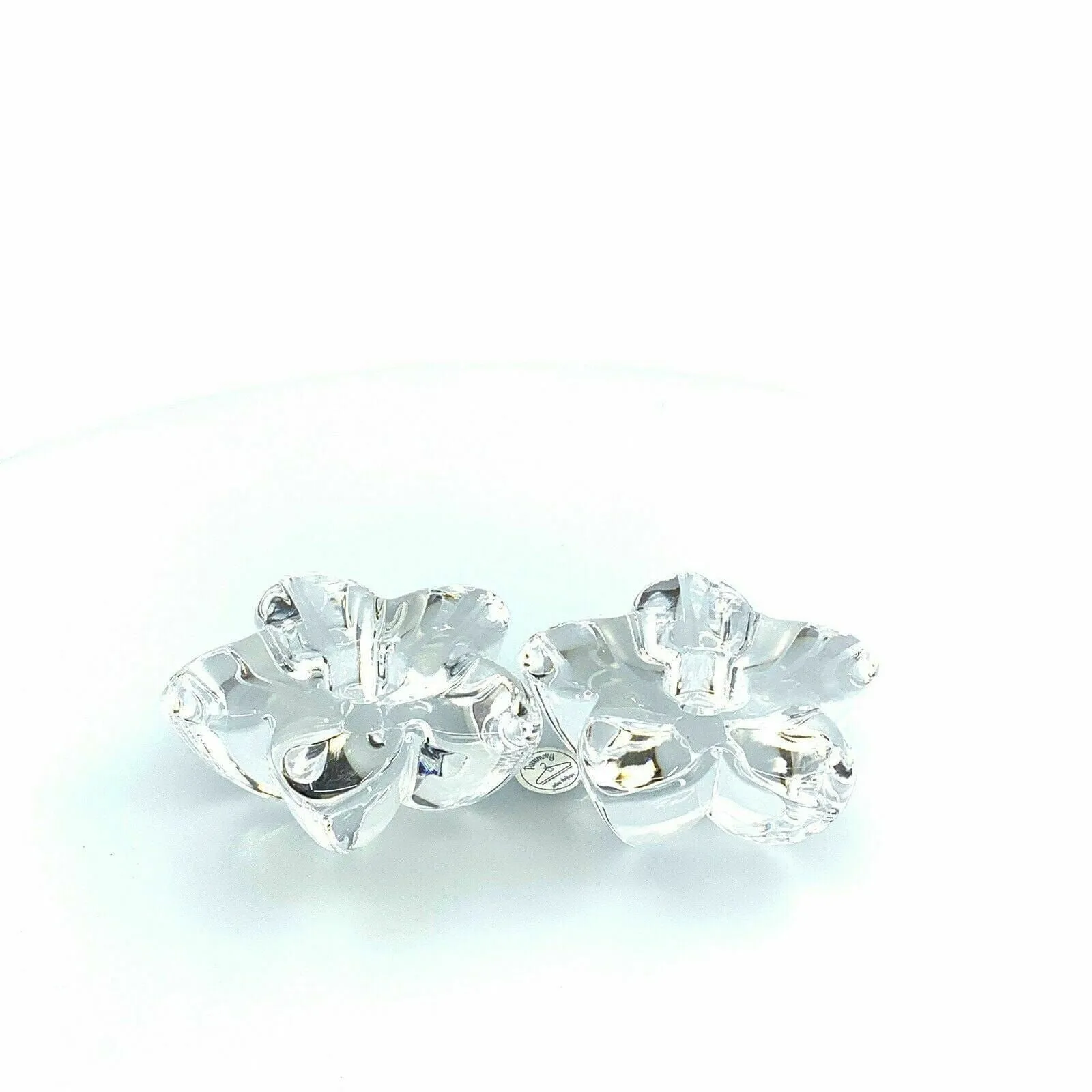 Charming Unbranded Heavy Lead Glass Star/Flower Shaped Taper Candlestick Holders (Set of 2)