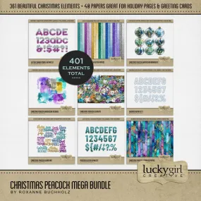 Christmas Peacock Mega Digital Scrapbook Bundle