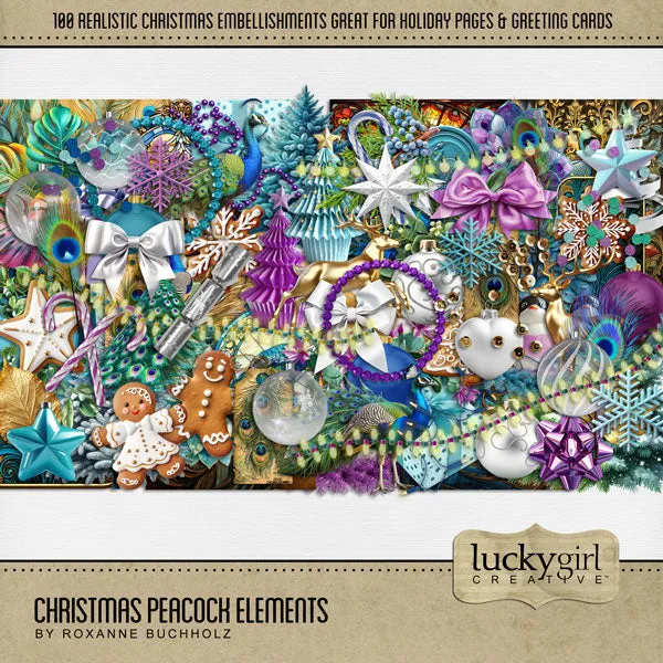 Christmas Peacock Mega Digital Scrapbook Bundle