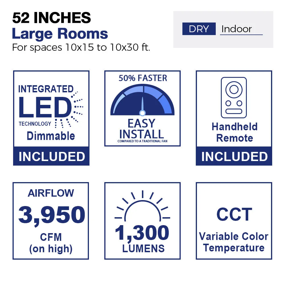 Coleman Low Profile Smart Fan with LED light and Remote 52 Inch