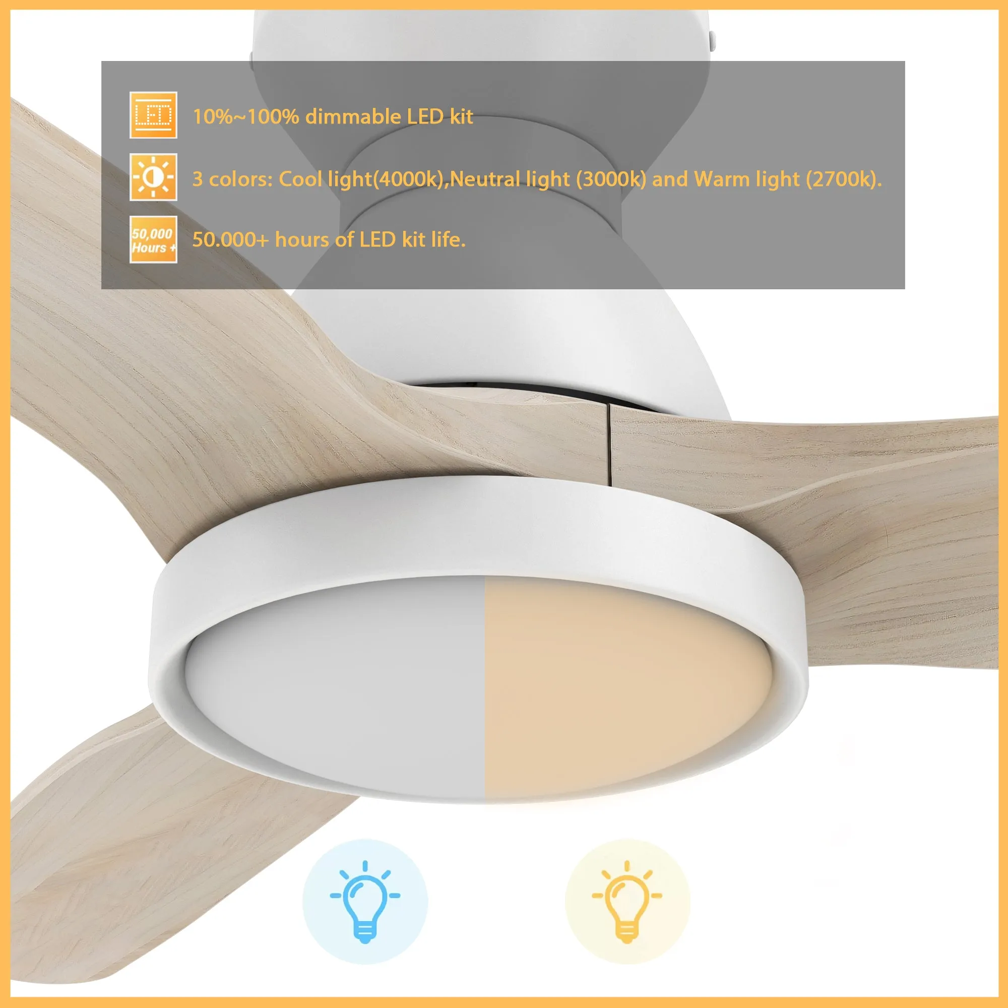 Colmar Outdoor Flush Mount Smart Ceiling Fan with Led light remote 52"