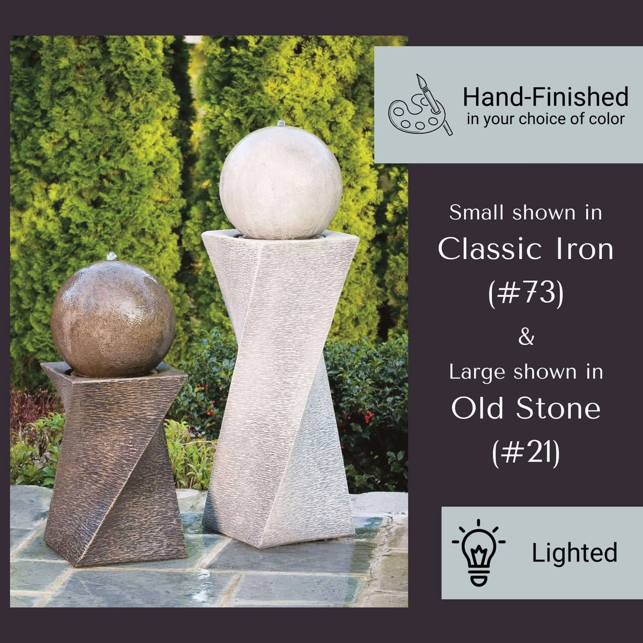 Contemporary Diagonal Concrete Fountain w/Lights - Massarellis #3504 & #3508
