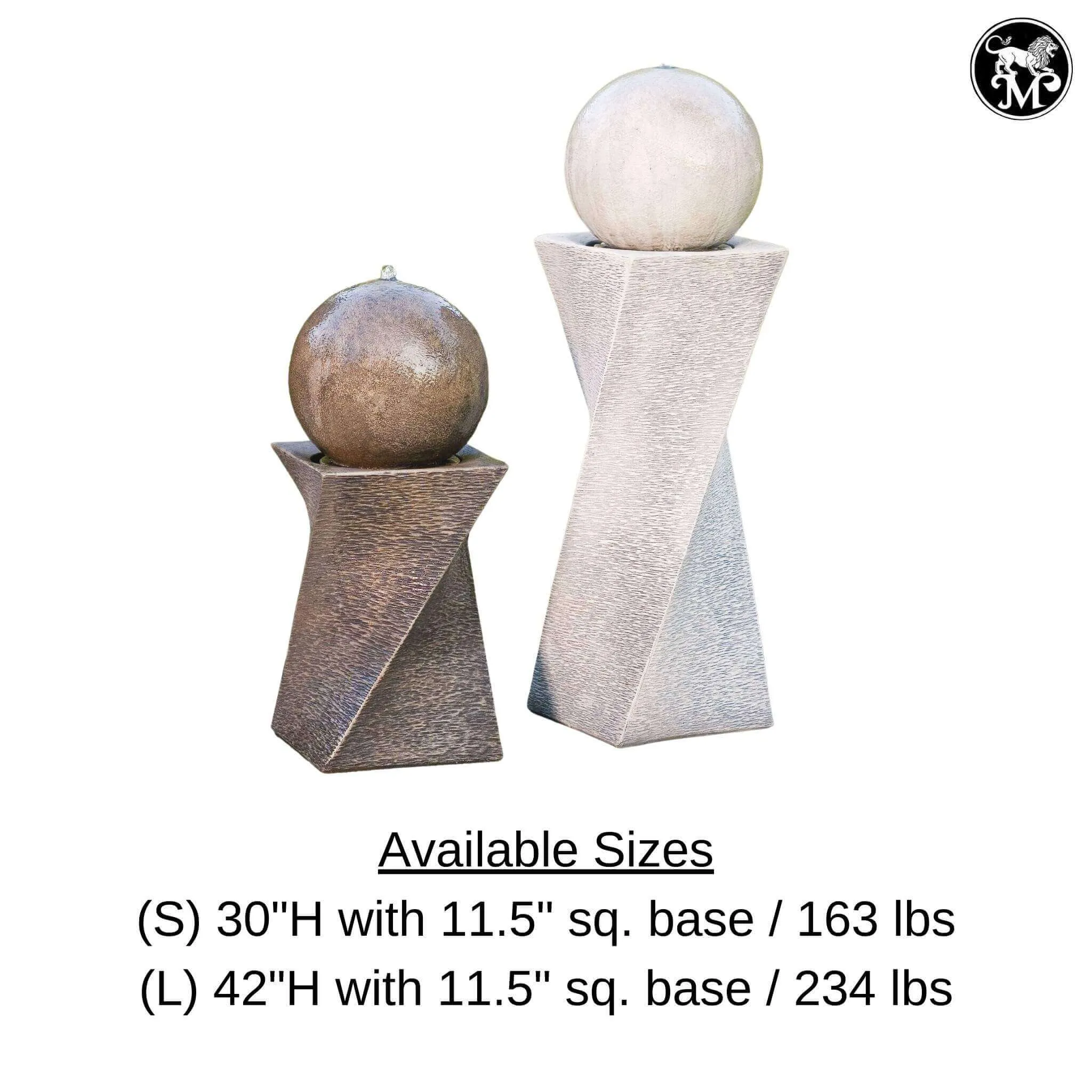 Contemporary Diagonal Concrete Fountain w/Lights - Massarellis #3504 & #3508