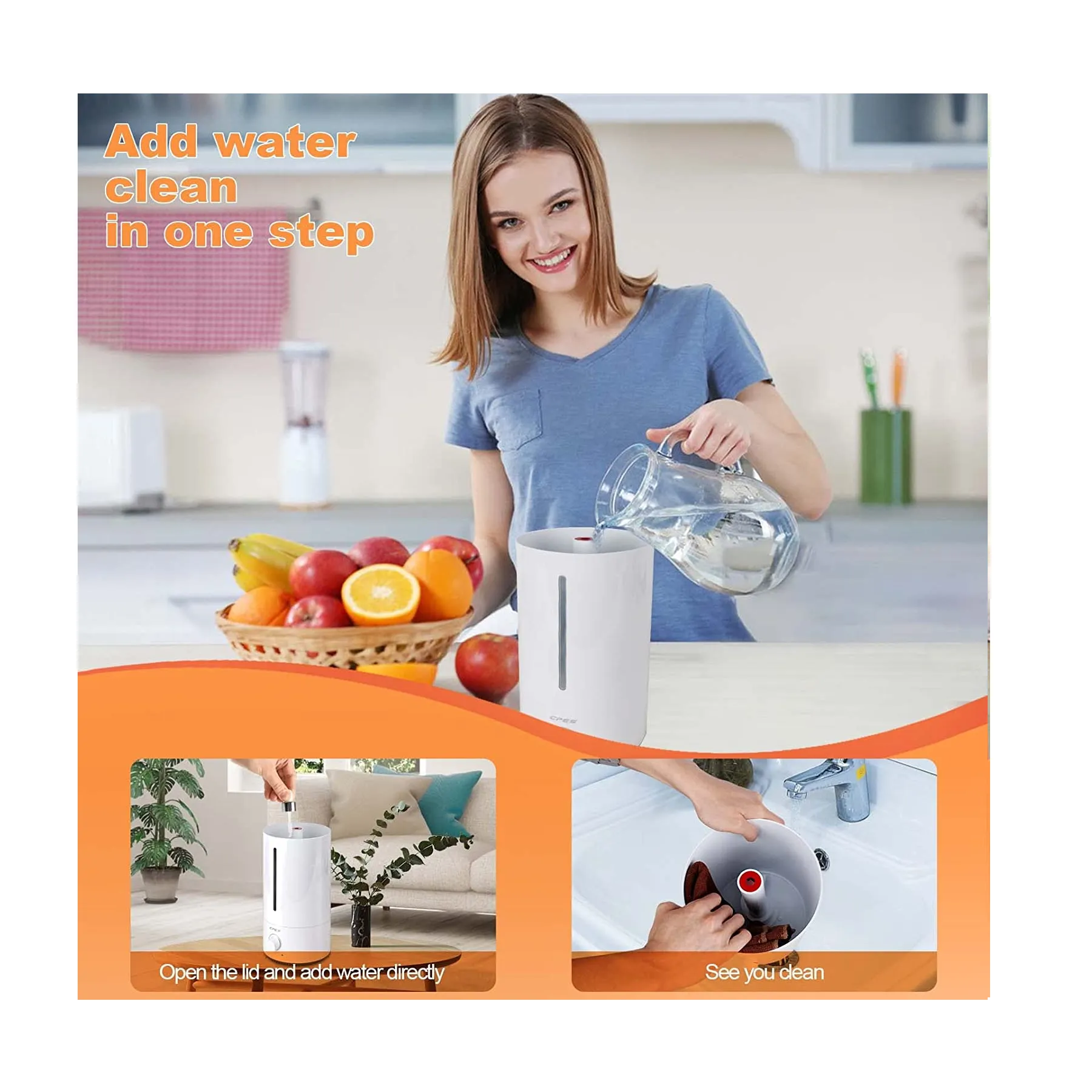 Cool Mist Humidifiers for Bedroom Quiet | Air Humidifiers for Large Room | 4L