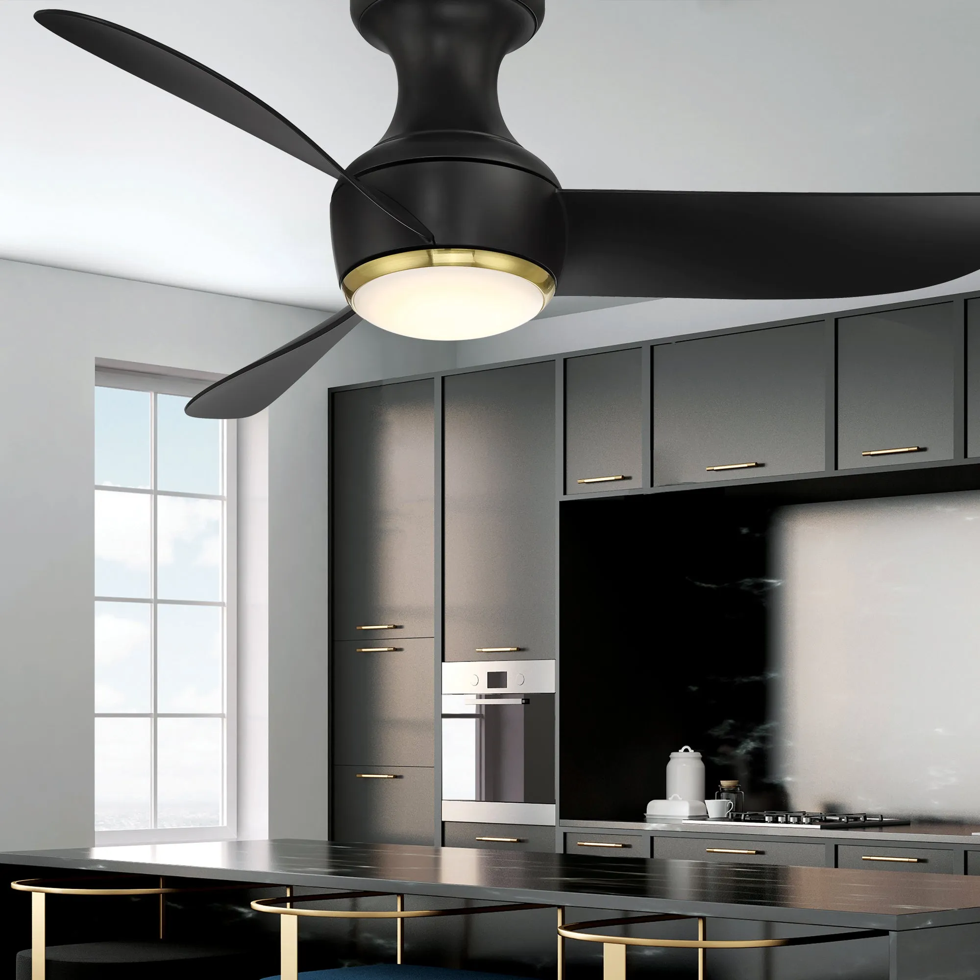 Corona Indoor/Outdoor LED Flush Mount Ceiling Fan