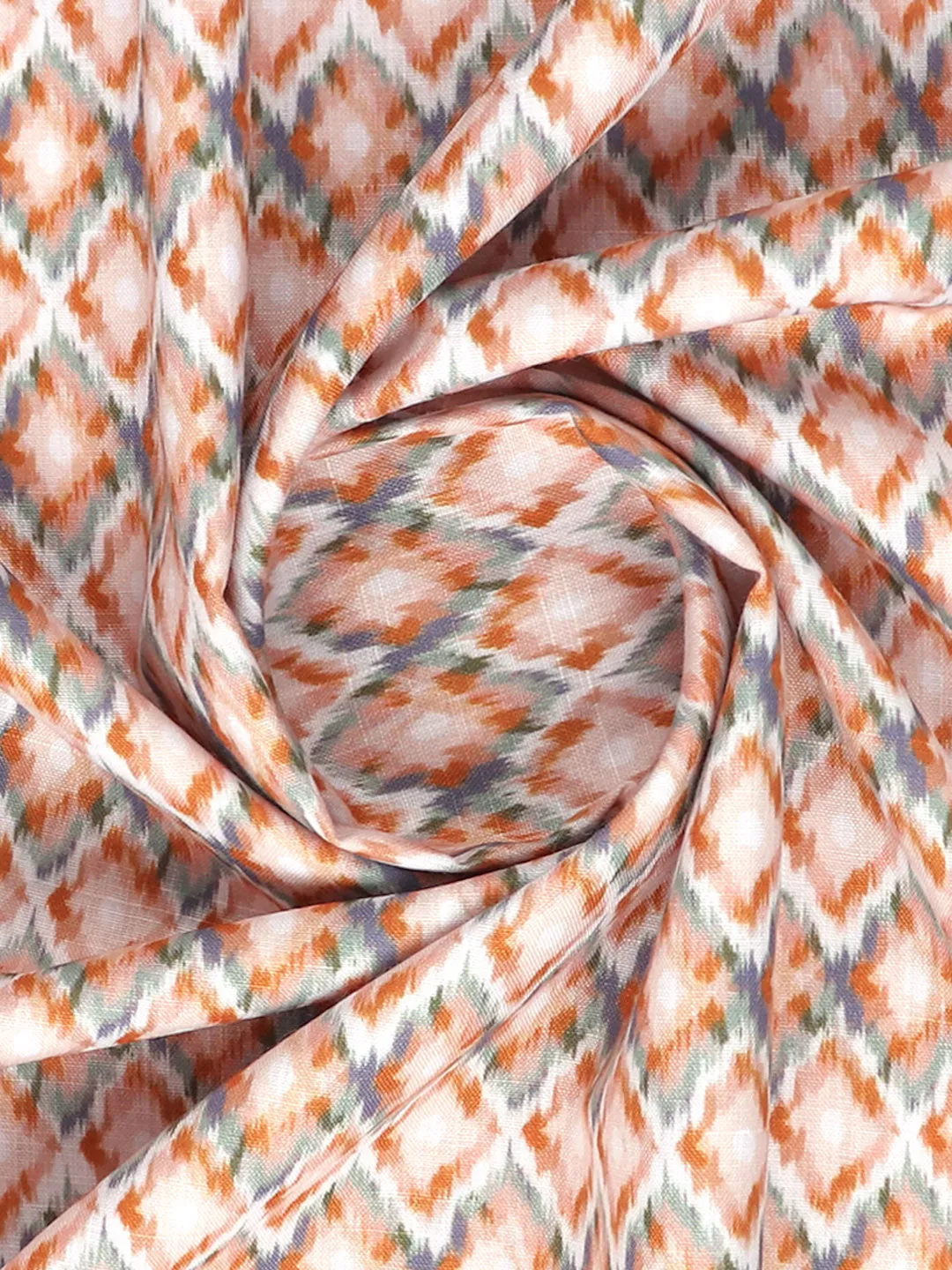 Cotton Printed Kurtha Fabric Brown Hanhai