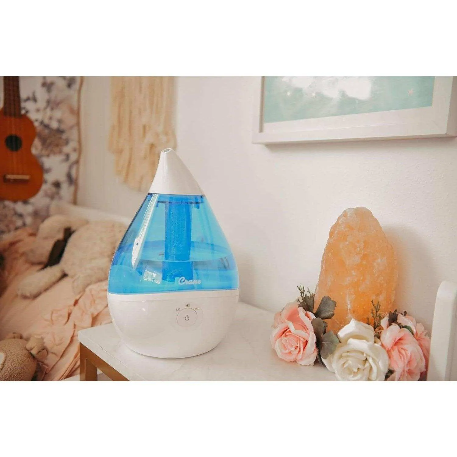 Crane Droplet Ultrasonic Cool Mist Humidifier Blue/White - 0.5 Gallon