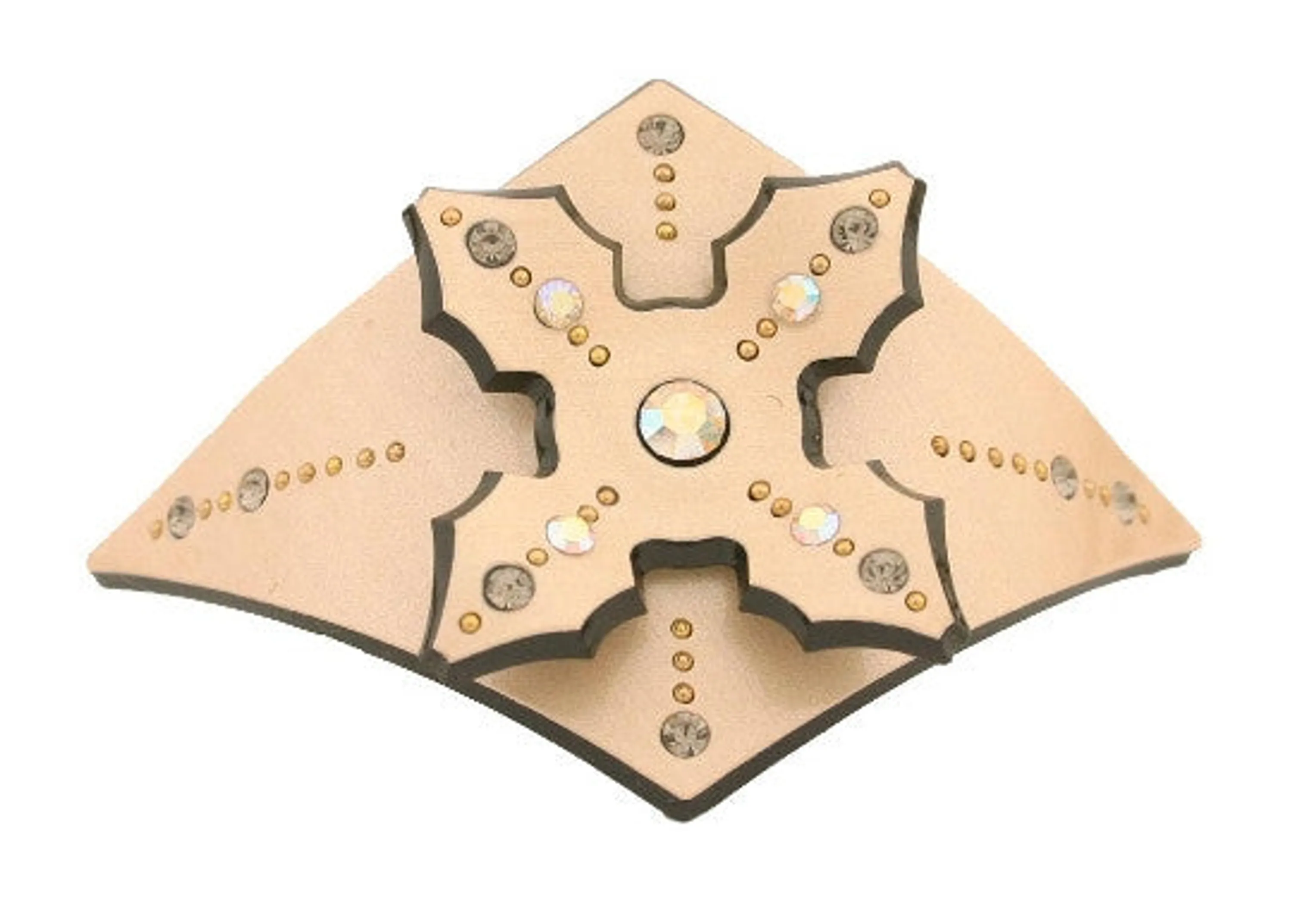 Cream Automatic Ponytail Holder w/ Crystal Rhinestones