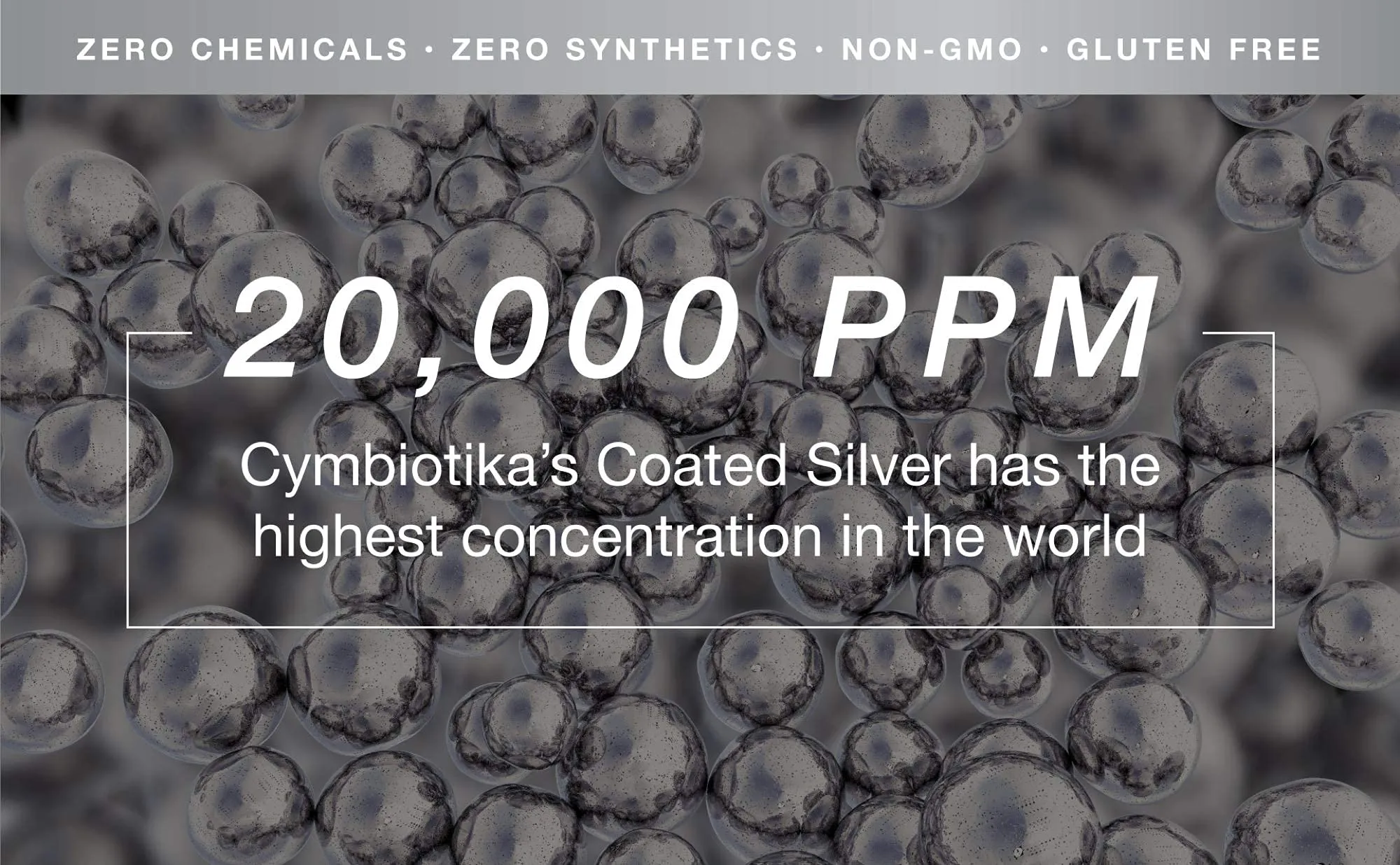 CYMBIOTIKA Colloidal Silver Liquid Supplement with Coated Silver, 20,000 PPM 5 ml