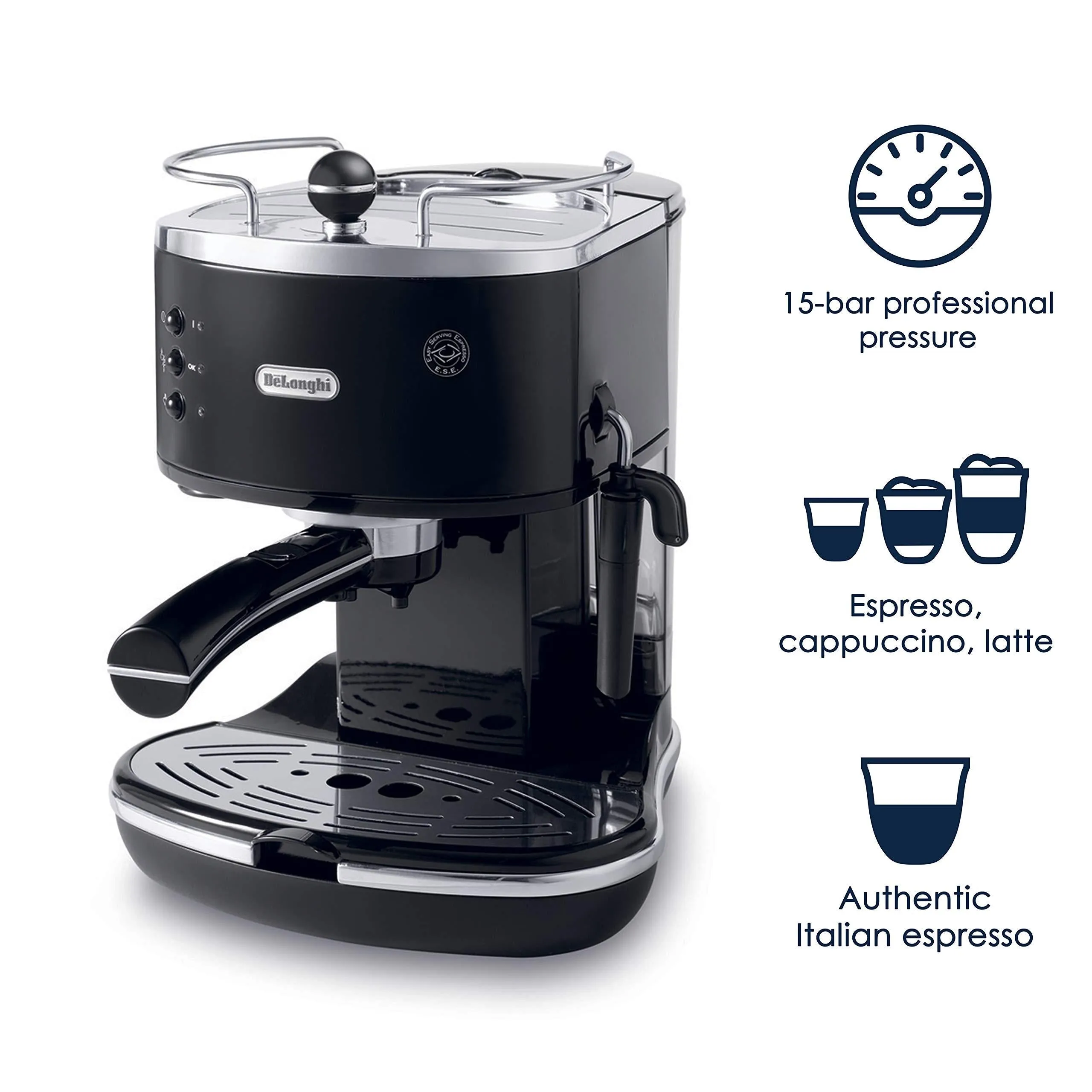 DeLonghi ECO310BK 15-Bar-Pump Espresso Machine, Piano Black