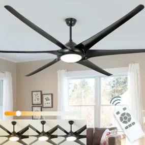 Depuley 100" Ceiling Fans with Lights and Remote, Large Black Ceiling Fan with Light LED, Modern Reversible Ceiling Fan with 5-Speed for Office & Covered Outdoor, Color Changeable 3000K-6000K, Timer