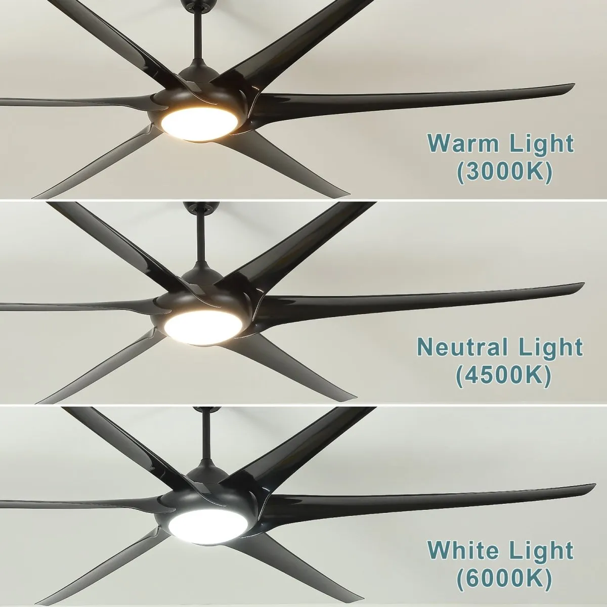 Depuley 100" Ceiling Fans with Lights and Remote, Large Black Ceiling Fan with Light LED, Modern Reversible Ceiling Fan with 5-Speed for Office & Covered Outdoor, Color Changeable 3000K-6000K, Timer