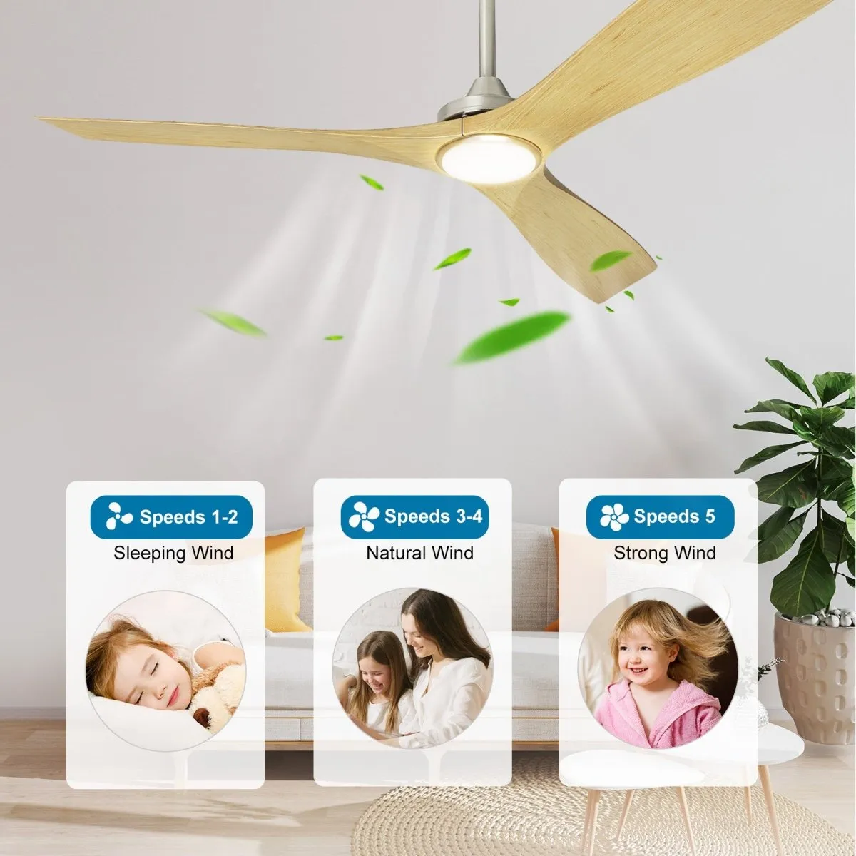 Depuley 52" Ceiling Fans with LED Lights and Remote, Modern Ceiling Fan Noiseless Reversible DC Motor for Kitchen/Patio/Farmhouse & Covered Outdoor Lighting, Timing, 3 Light Color Changeable