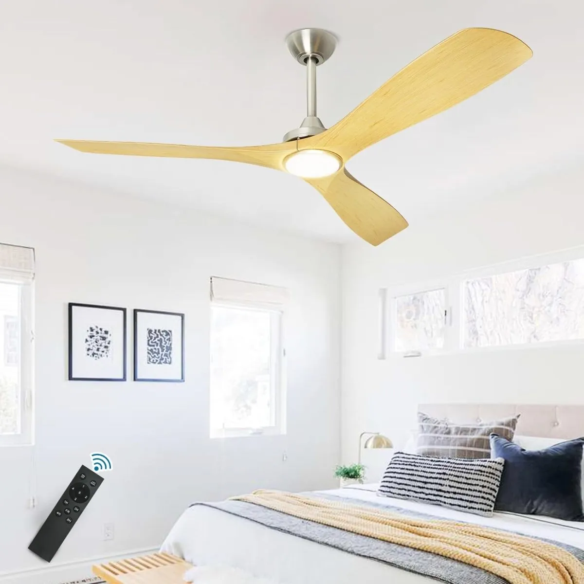 Depuley 52" Ceiling Fans with LED Lights and Remote, Modern Ceiling Fan Noiseless Reversible DC Motor for Kitchen/Patio/Farmhouse & Covered Outdoor Lighting, Timing, 3 Light Color Changeable
