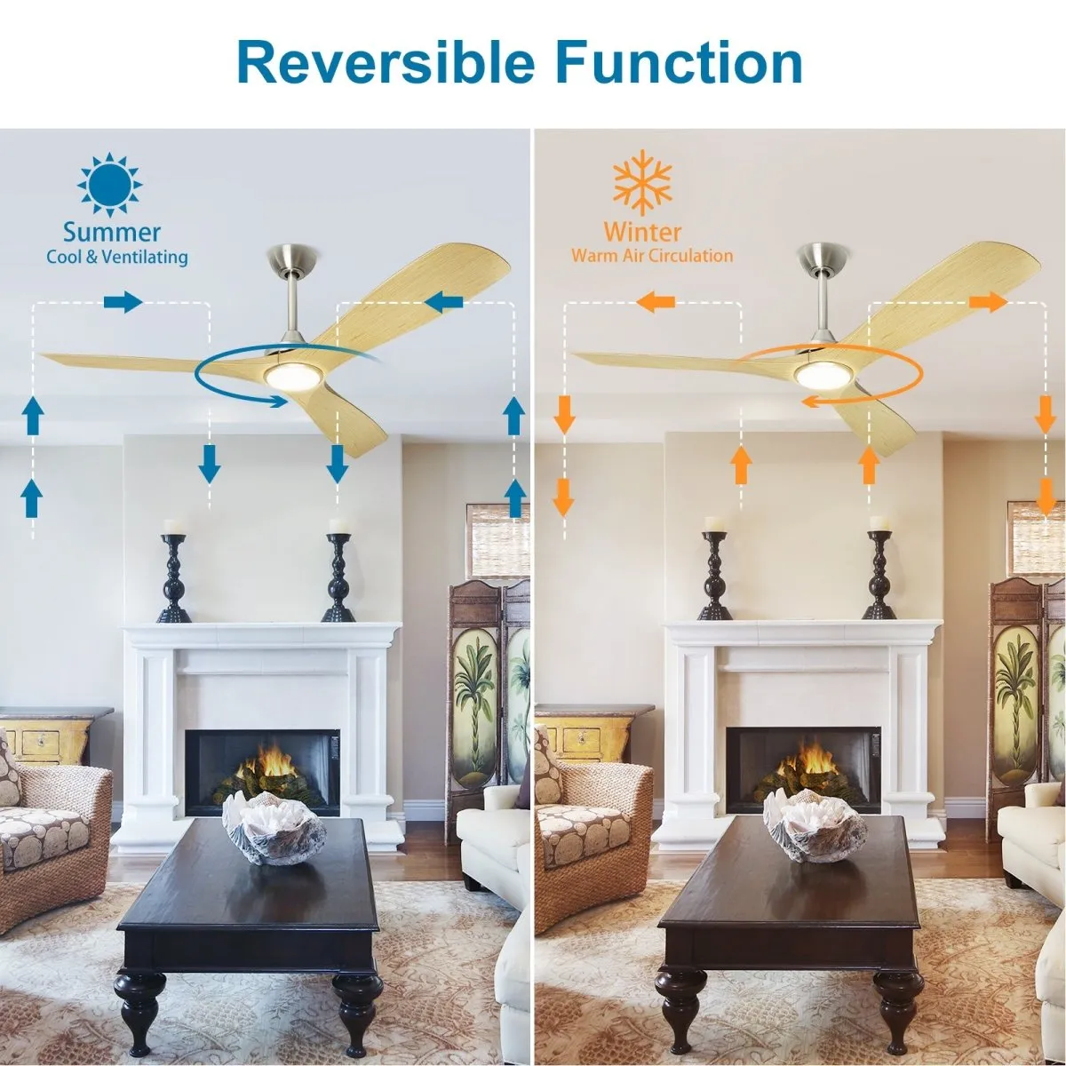 Depuley 52" Ceiling Fans with LED Lights and Remote, Modern Ceiling Fan Noiseless Reversible DC Motor for Kitchen/Patio/Farmhouse & Covered Outdoor Lighting, Timing, 3 Light Color Changeable