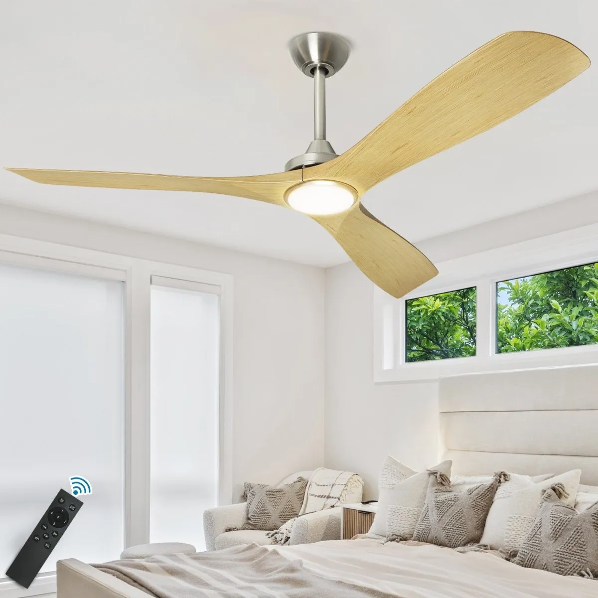 Depuley 52" Ceiling Fans with LED Lights and Remote, Modern Ceiling Fan Noiseless Reversible DC Motor for Kitchen/Patio/Farmhouse & Covered Outdoor Lighting, Timing, 3 Light Color Changeable