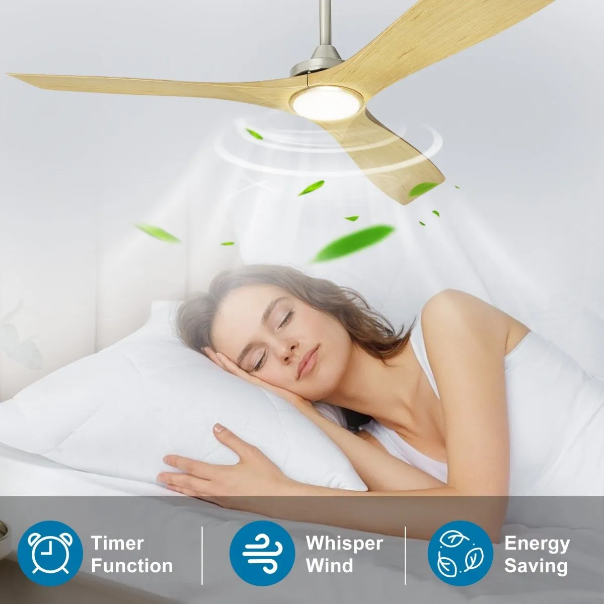 Depuley 52" Ceiling Fans with LED Lights and Remote, Modern Ceiling Fan Noiseless Reversible DC Motor for Kitchen/Patio/Farmhouse & Covered Outdoor Lighting, Timing, 3 Light Color Changeable
