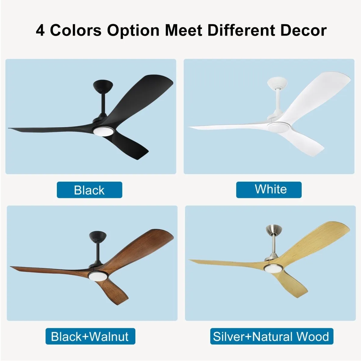 Depuley 52" Modern Ceiling Fan with Lights Remote Control, Low Profile Ceiling Fans Noiseless Reversible DC Motor for Bedroom/Living Room/Study/Patio Lighting, Timing, 3 Light Color Changeable-White