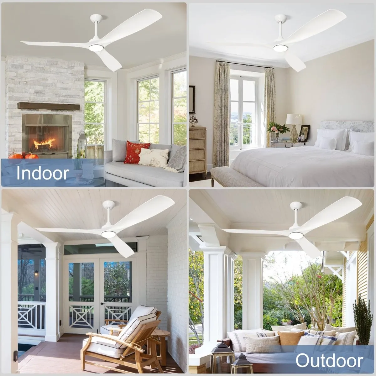 Depuley 60" Modern Ceiling Fan with Lights and Remote, Large Ceiling Fans Noiseless Reversible DC Motor for Patios/Living Room/Study/Gazebo Lighting, Timing, 3 Light Color Changeable-White