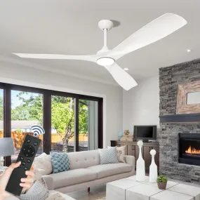Depuley 60" Modern Ceiling Fan with Lights and Remote, Large Ceiling Fans Noiseless Reversible DC Motor for Patios/Living Room/Study/Gazebo Lighting, Timing, 3 Light Color Changeable-White