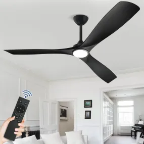 Depuley 60" Remote Ceiling Fan with Lights, Low Profile Modern Ceiling Fans, Noiseless Reversible DC Motor for Patios/Living Room/Study/Gazebo Lighting, Timing, 3 Light Color Changeable-Matte Black
