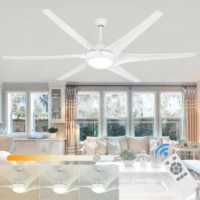 Depuley 80" Large Plus Ceiling Fan with Lights, Large Reversible Ceiling Fan with 6 Blades, 24W Modern Ceiling Fans with 5-Speed for Living Room & Covered Outdoor, 3 Color Changeable, Timer