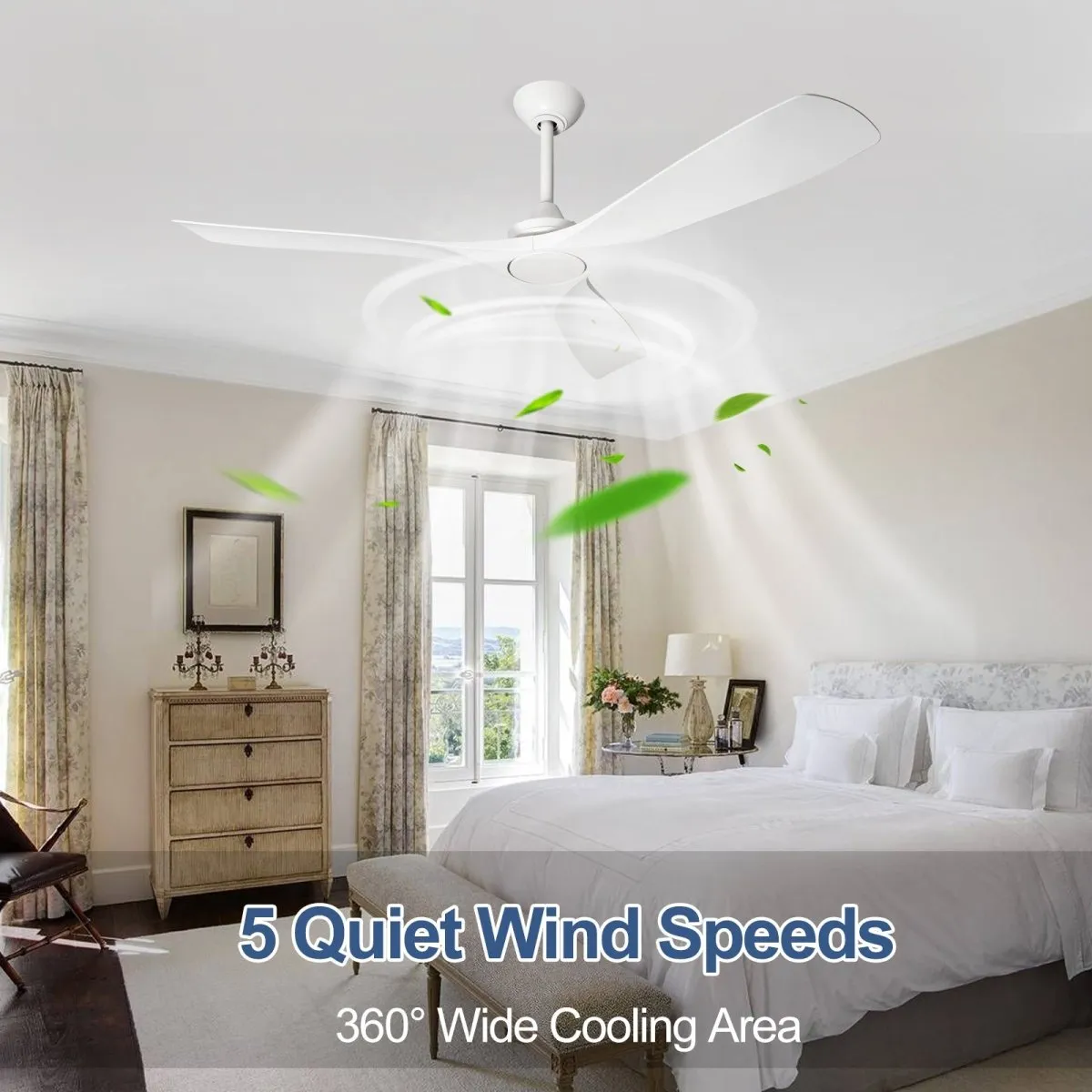Depuley White Modern Remote Ceiling Fan No Light, Low Profile Ceiling Fans Without Light, 52-Inch Noiseless Reversible DC Motor for Kitchen/Patio/Farmhouse & Covered Outdoor, Timing