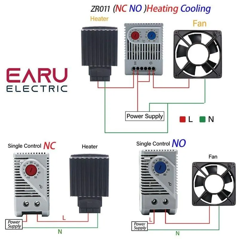 DIN Rail Cabinet Temperature Controller Industrial Thermostat KTO011 KTS011 0 to 60 Degree Centigrade Mechanical Thermoregulator
