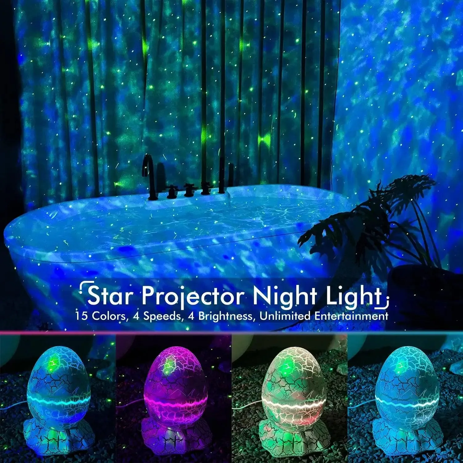 Dinosaur Egg Galaxy Projector: Immersive Starlight & Sound Show - Remote Control Glow for Any Room