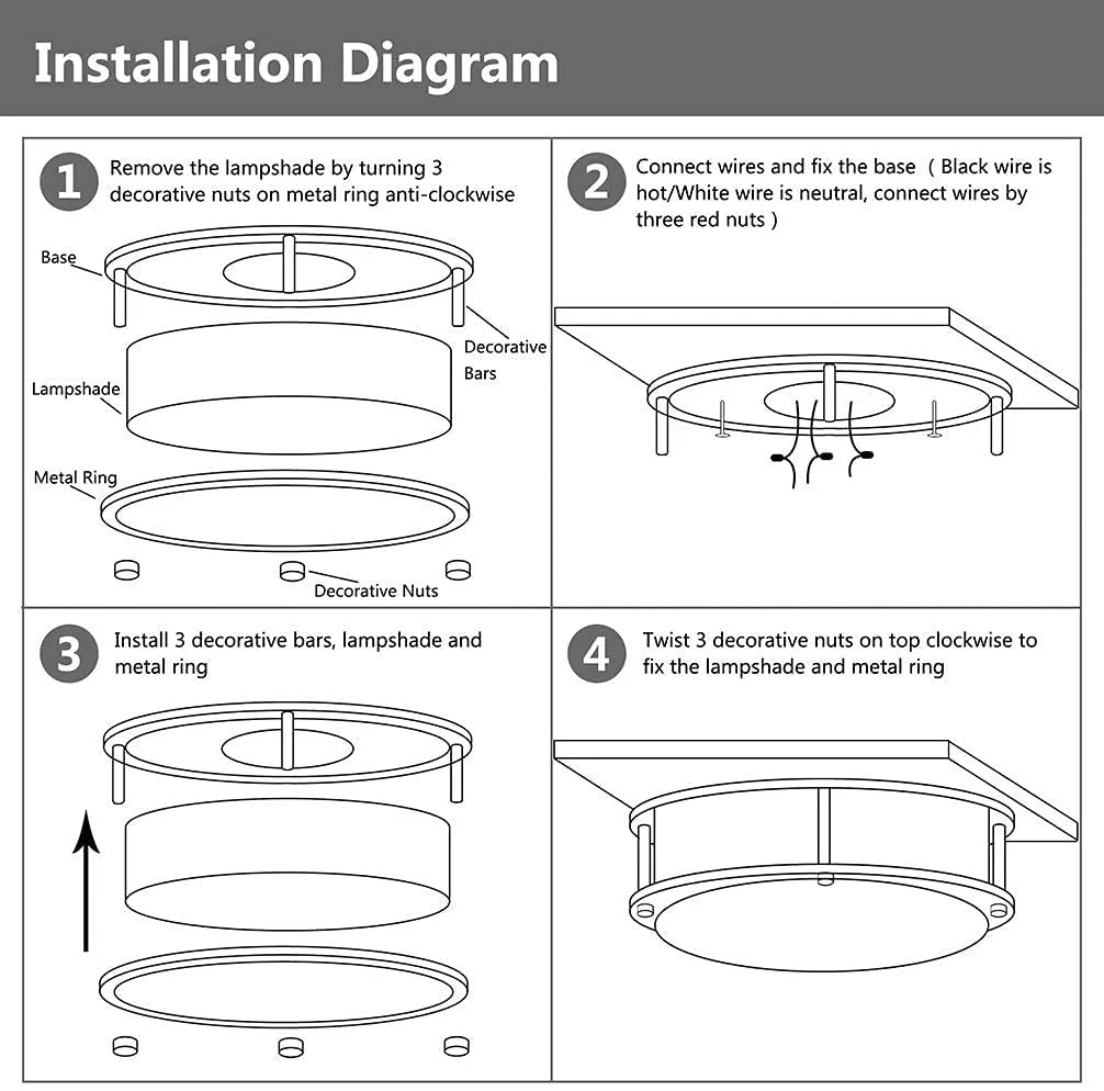 DLLT 30W Modern Dimmable LED Ceiling Light with Remote - 13.31 Inch Round Close to Ceiling Lights, 3000K-6000K 3 Light Color Changeable