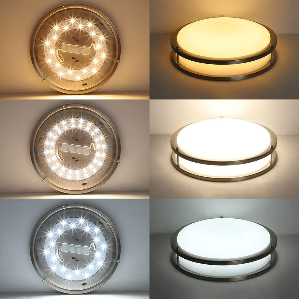 DLLT 30W Modern Dimmable LED Ceiling Light with Remote - 13.31 Inch Round Close to Ceiling Lights, 3000K-6000K 3 Light Color Changeable