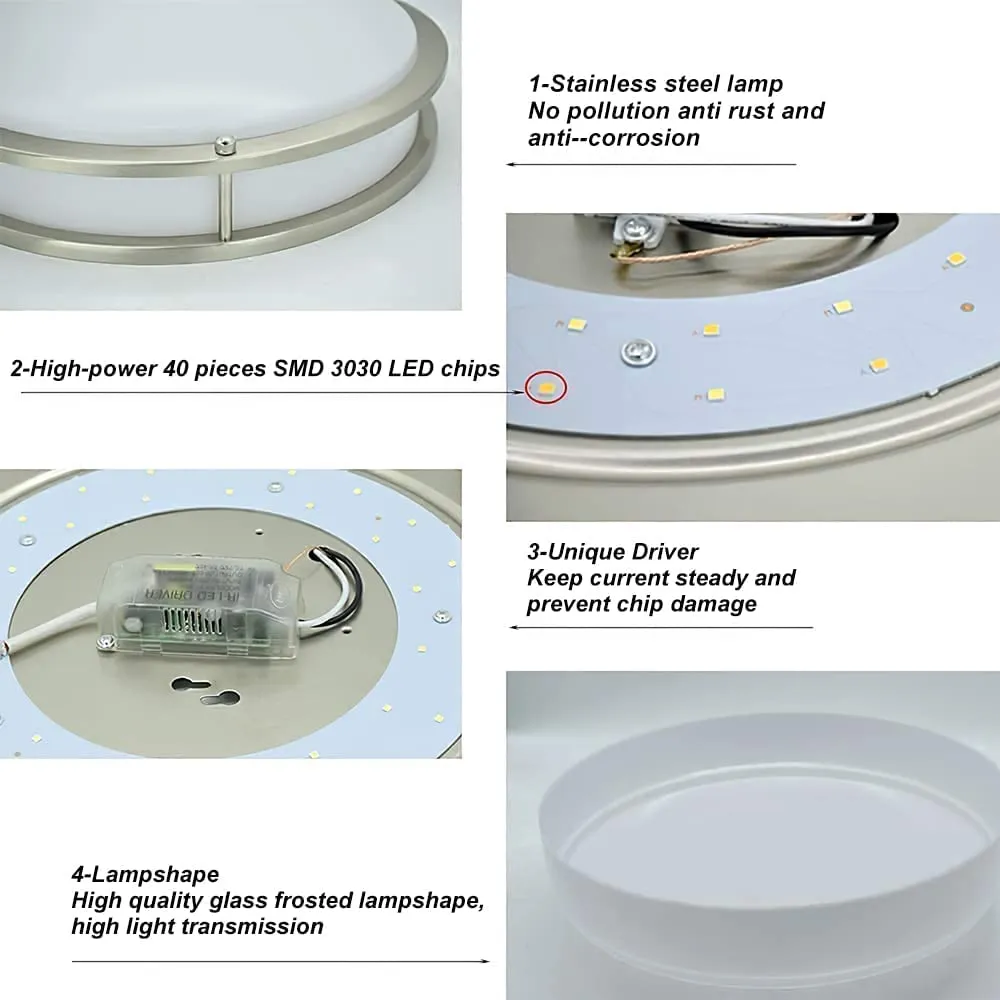 DLLT 30W Modern Dimmable LED Ceiling Light with Remote - 13.31 Inch Round Close to Ceiling Lights, 3000K-6000K 3 Light Color Changeable