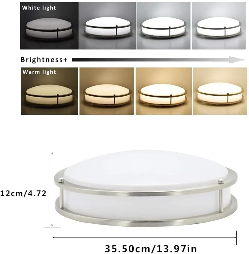 DLLT 30W Modern Dimmable LED Ceiling Light with Remote - 13.31 Inch Round Close to Ceiling Lights, 3000K-6000K 3 Light Color Changeable