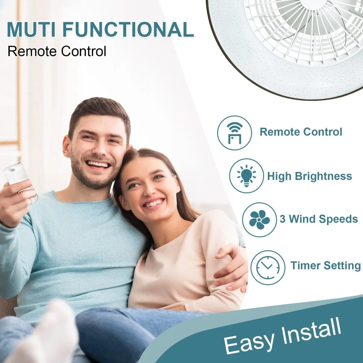DLLT Low Profile Ceiling Fan with Light, 22.5'' LED Dimmable Ceiling Fans with Lights and Remote, Modern Bladeless Enclosed Ceiling Fan Flush Mount with Reverse Motor for Bedroom Living Room, Brown